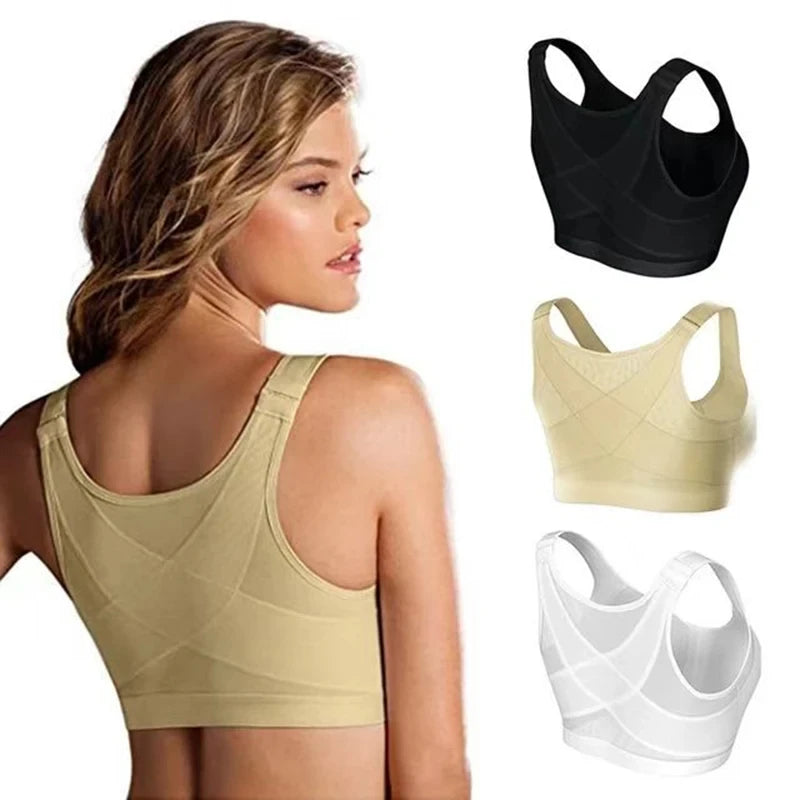 Gilet soutiens-gorge S-5XL fermeture avant correcteur de Posture soulever soutien-gorge femmes Push Up dos croisé sous-vêtements antichoc sport soutien Fitness